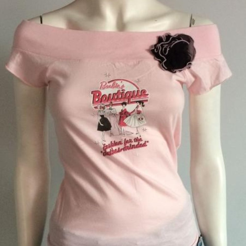 NWT Barbie Vintage Collections Cotton Top Detachable Bow Pink M